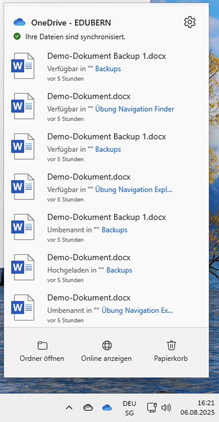 OneDrive: Neuste Aktivitäten